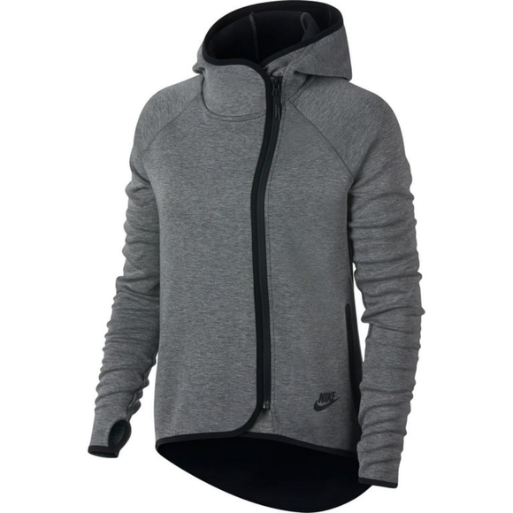 Nike Tops - Nike Sportswear Tech Fleece Women's Full Zip Cape Hoodie Carbon Heath Size Large
